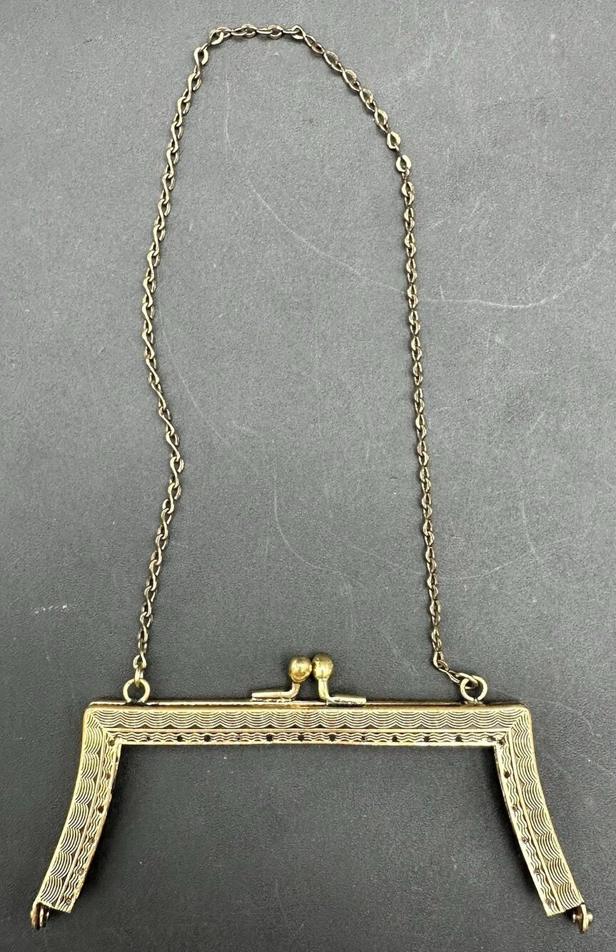 Antique Purse Handbag Frame Edwardian Kiss Clasp Art Nouveau